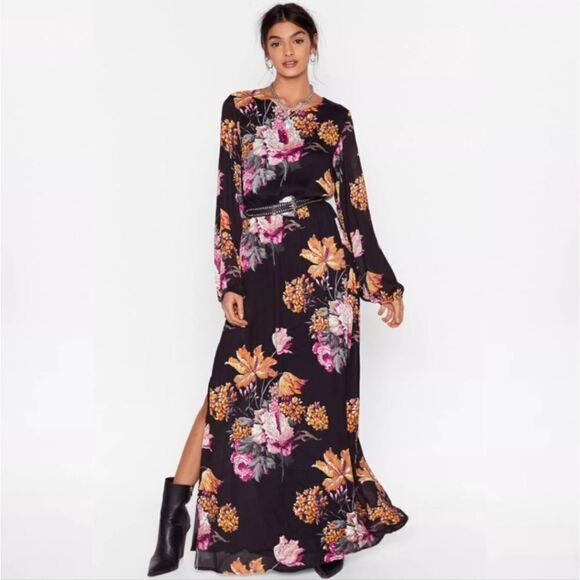 Nasty Gal Open Back Cowl Midi Tea Dress - Picture 1 of 5